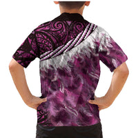 Pink Traditional Cloak Aotearoa Family Matching Mermaid Dress and Hawaiian Shirt Maori Paua Shell Korowai Pattern