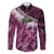 Pink Traditional Cloak Aotearoa Family Matching Off The Shoulder Long Sleeve Dress and Hawaiian Shirt Maori Paua Shell Korowai Pattern