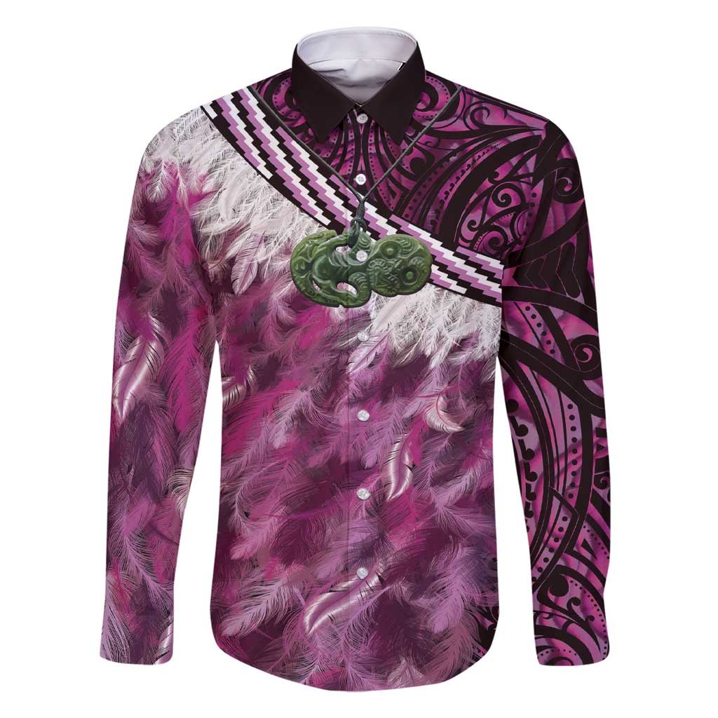 Pink Traditional Cloak Aotearoa Family Matching Short Sleeve Bodycon Dress and Hawaiian Shirt Maori Paua Shell Korowai Pattern