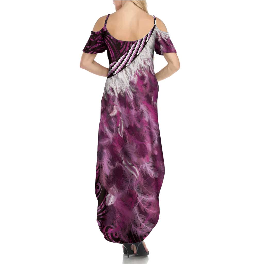 Pink Traditional Cloak Aotearoa Family Matching Summer Maxi Dress and Hawaiian Shirt Maori Paua Shell Korowai Pattern LT14 - Polynesian Pride