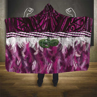 Pink Traditional Cloak Aotearoa Hooded Blanket Maori Paua Shell Korowai Pattern