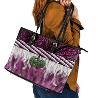 Pink Traditional Cloak Aotearoa Leather Tote Bag Maori Paua Shell Korowai Pattern LT14 - Polynesian Pride