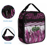 Pink Traditional Cloak Aotearoa Lunch Bag Maori Paua Shell Korowai Pattern LT14 - Polynesian Pride