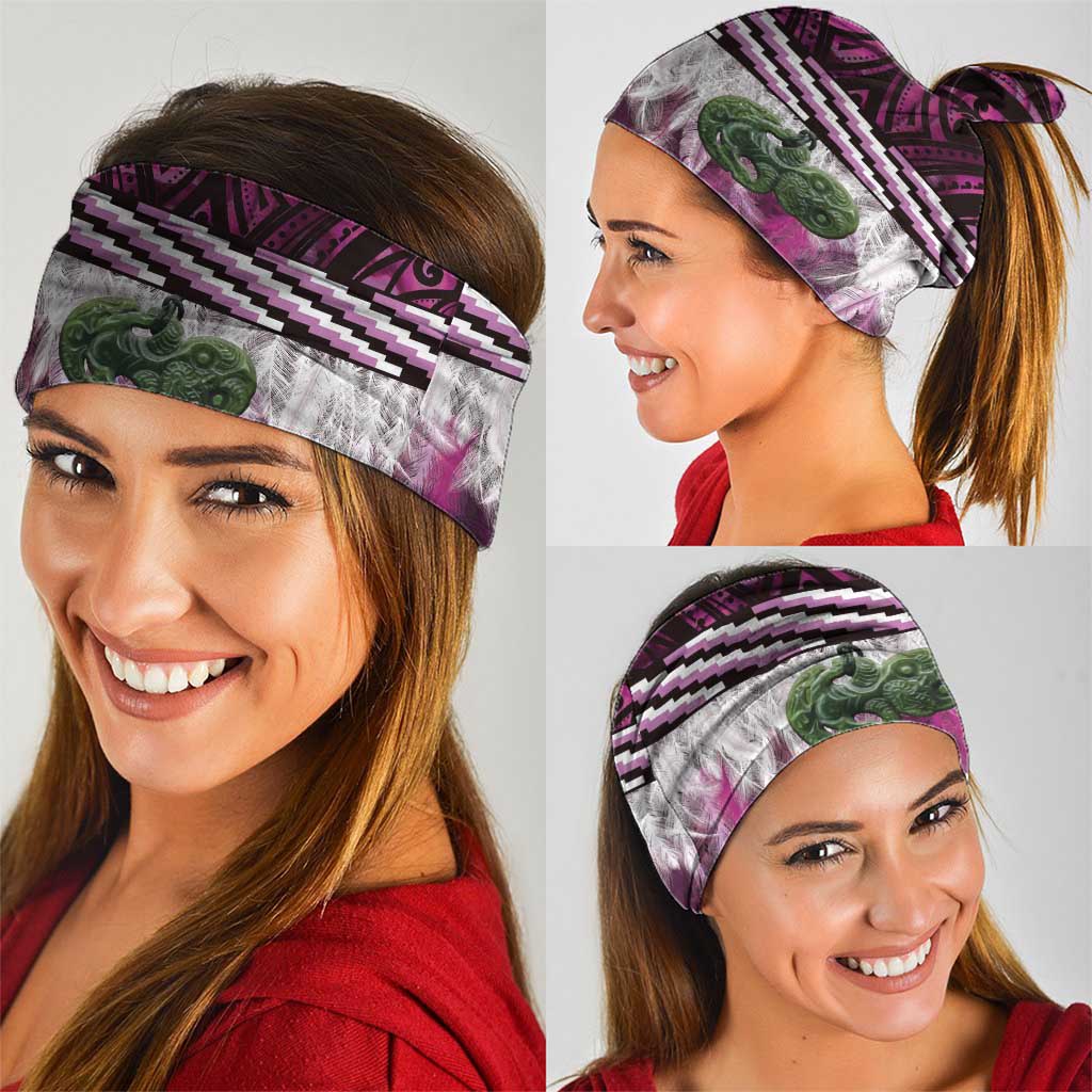 Pink Traditional Cloak Aotearoa Neck Gaiter Maori Paua Shell Korowai Pattern - Polynesian Pride