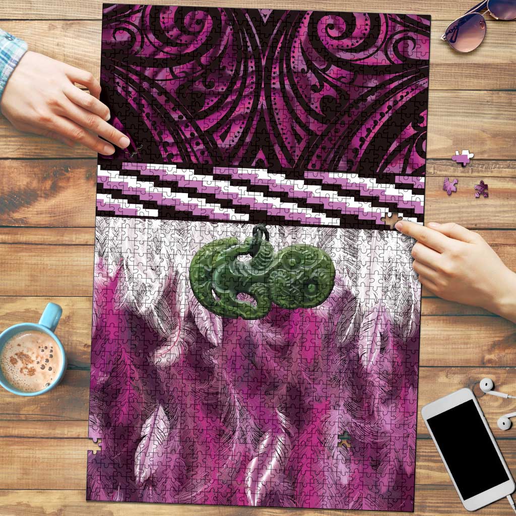 Pink Traditional Cloak Aotearoa Puzzle Maori Paua Shell Korowai Pattern - Polynesian Pride