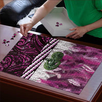 Pink Traditional Cloak Aotearoa Puzzle Maori Paua Shell Korowai Pattern - Polynesian Pride