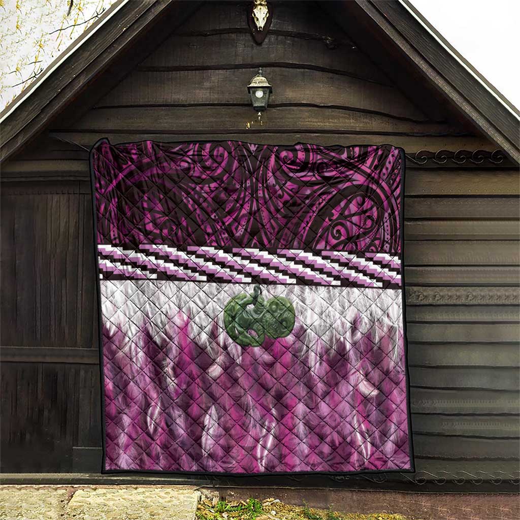 Pink Traditional Cloak Aotearoa Quilt Maori Paua Shell Korowai Pattern LT14 - Polynesian Pride