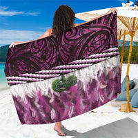 Pink Traditional Cloak Aotearoa Sarong Maori Paua Shell Korowai Pattern LT14 One Size 44 x 66 inches Pink - Polynesian Pride