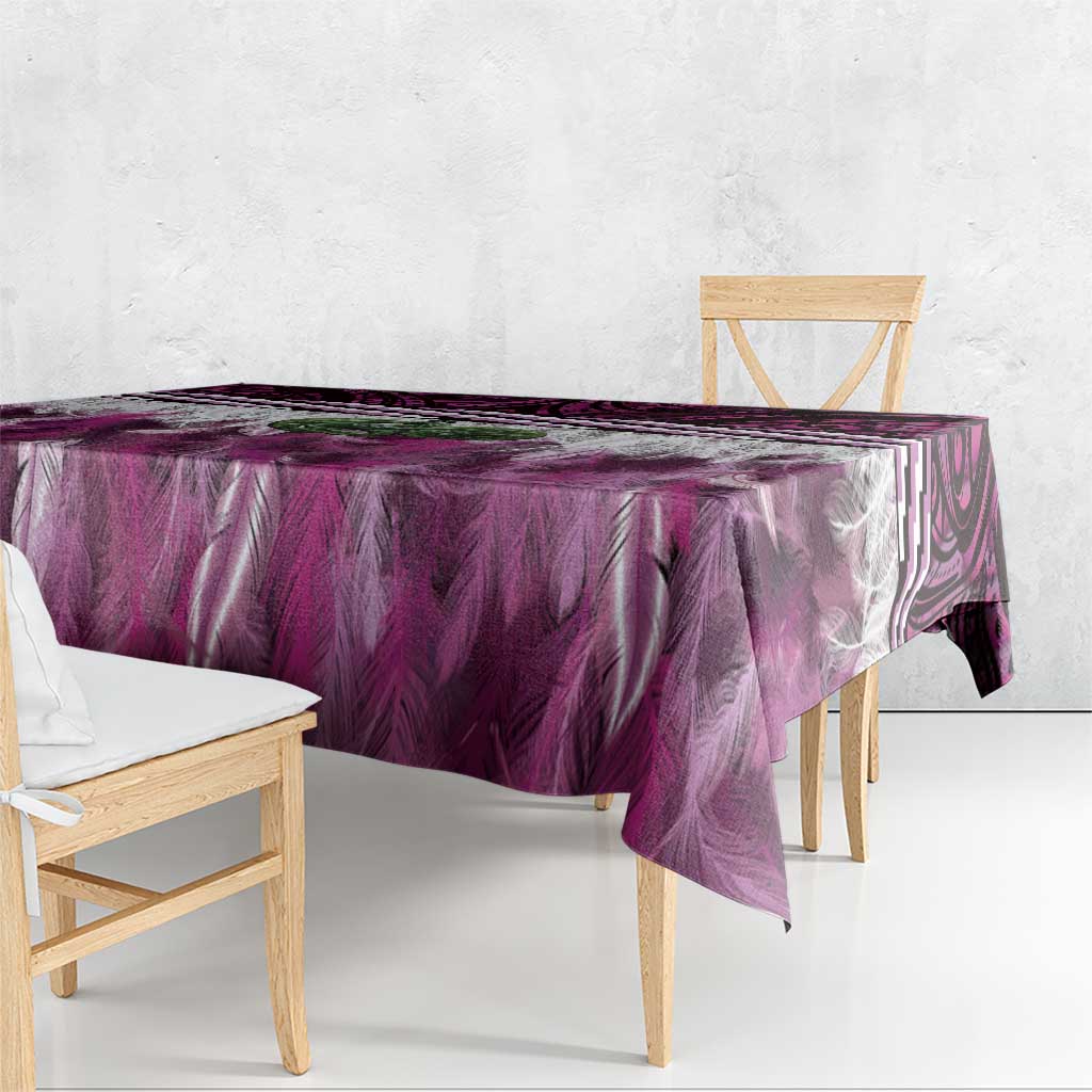 Pink Traditional Cloak Aotearoa Tablecloth Maori Paua Shell Korowai Pattern LT14 - Polynesian Pride