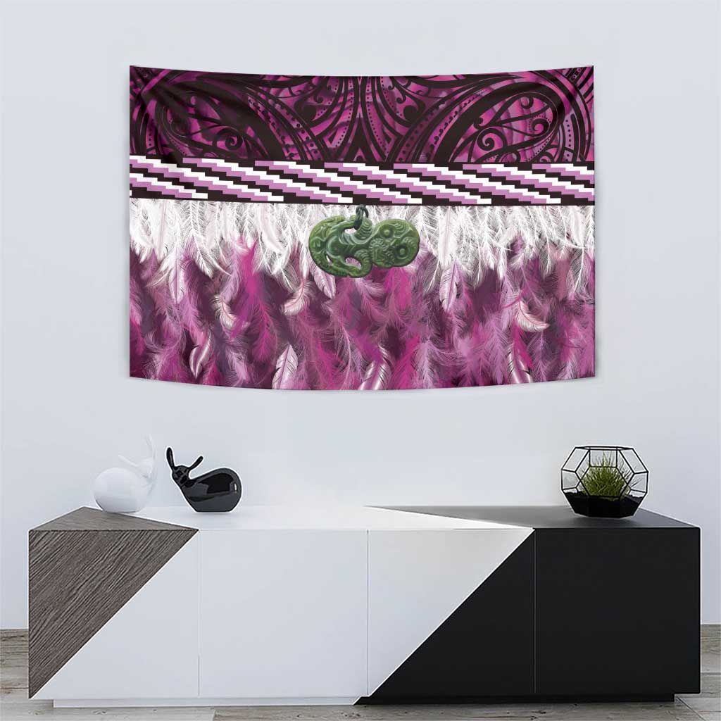 Pink Traditional Cloak Aotearoa Tapestry Maori Paua Shell Korowai Pattern