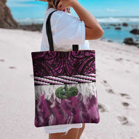 Pink Traditional Cloak Aotearoa Tote Bag Maori Paua Shell Korowai Pattern - Polynesian Pride