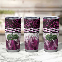 Pink Traditional Cloak Aotearoa Tumbler Cup Maori Paua Shell Korowai Pattern LT14 - Polynesian Pride