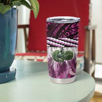 Pink Traditional Cloak Aotearoa Tumbler Cup Maori Paua Shell Korowai Pattern LT14 - Polynesian Pride
