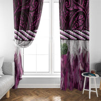 Pink Traditional Cloak Aotearoa Window Curtain Maori Paua Shell Korowai Pattern LT14 - Polynesian Pride