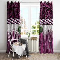 Pink Traditional Cloak Aotearoa Window Curtain Maori Paua Shell Korowai Pattern LT14 - Polynesian Pride