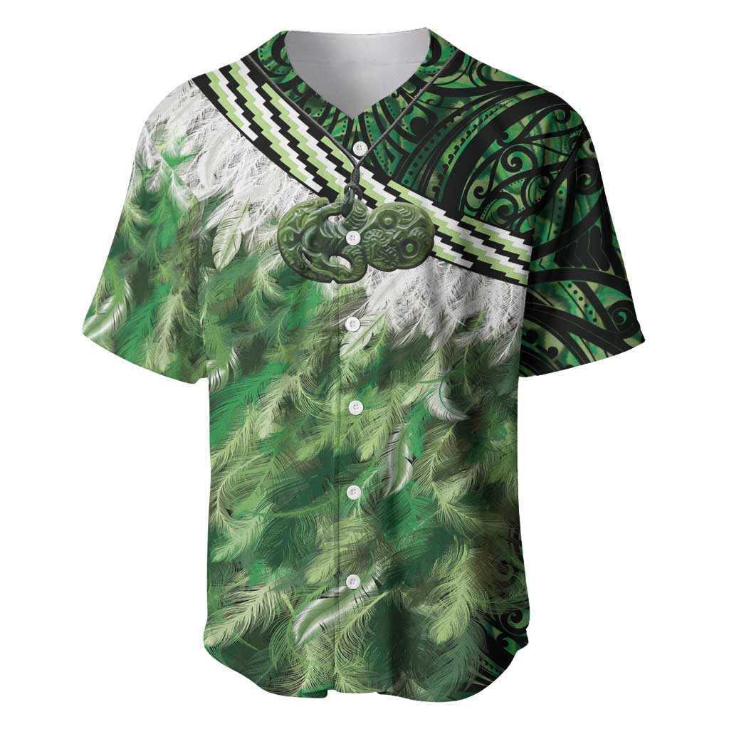 Green Traditional Cloak Aotearoa Baseball Jersey Maori Paua Shell Korowai Pattern LT14 Green - Polynesian Pride