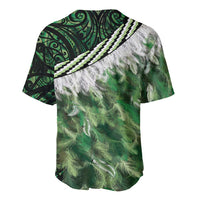 Green Traditional Cloak Aotearoa Baseball Jersey Maori Paua Shell Korowai Pattern LT14 - Polynesian Pride