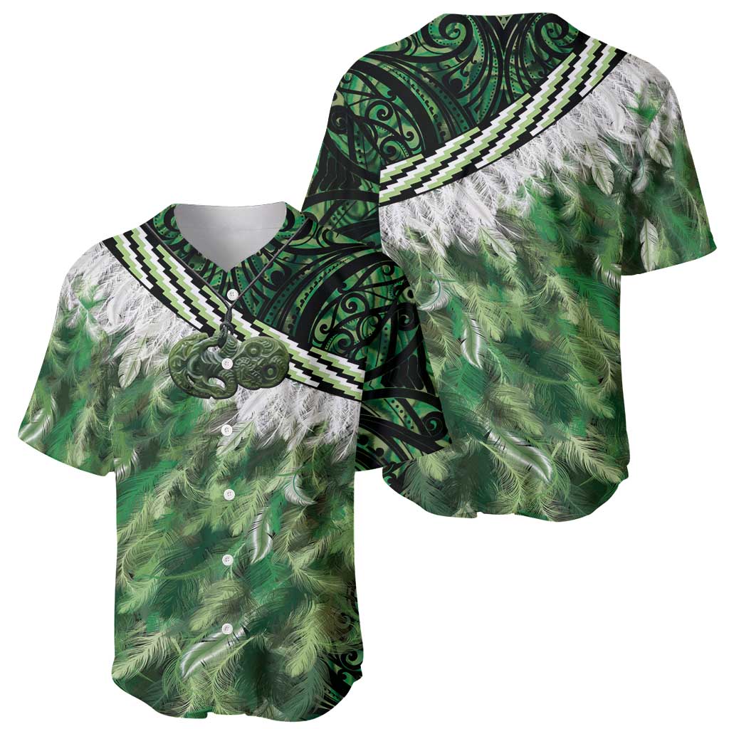 Green Traditional Cloak Aotearoa Baseball Jersey Maori Paua Shell Korowai Pattern LT14 - Polynesian Pride