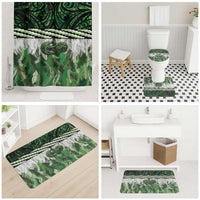 Green Traditional Cloak Aotearoa Bathroom Set Maori Paua Shell Korowai Pattern - Polynesian Pride