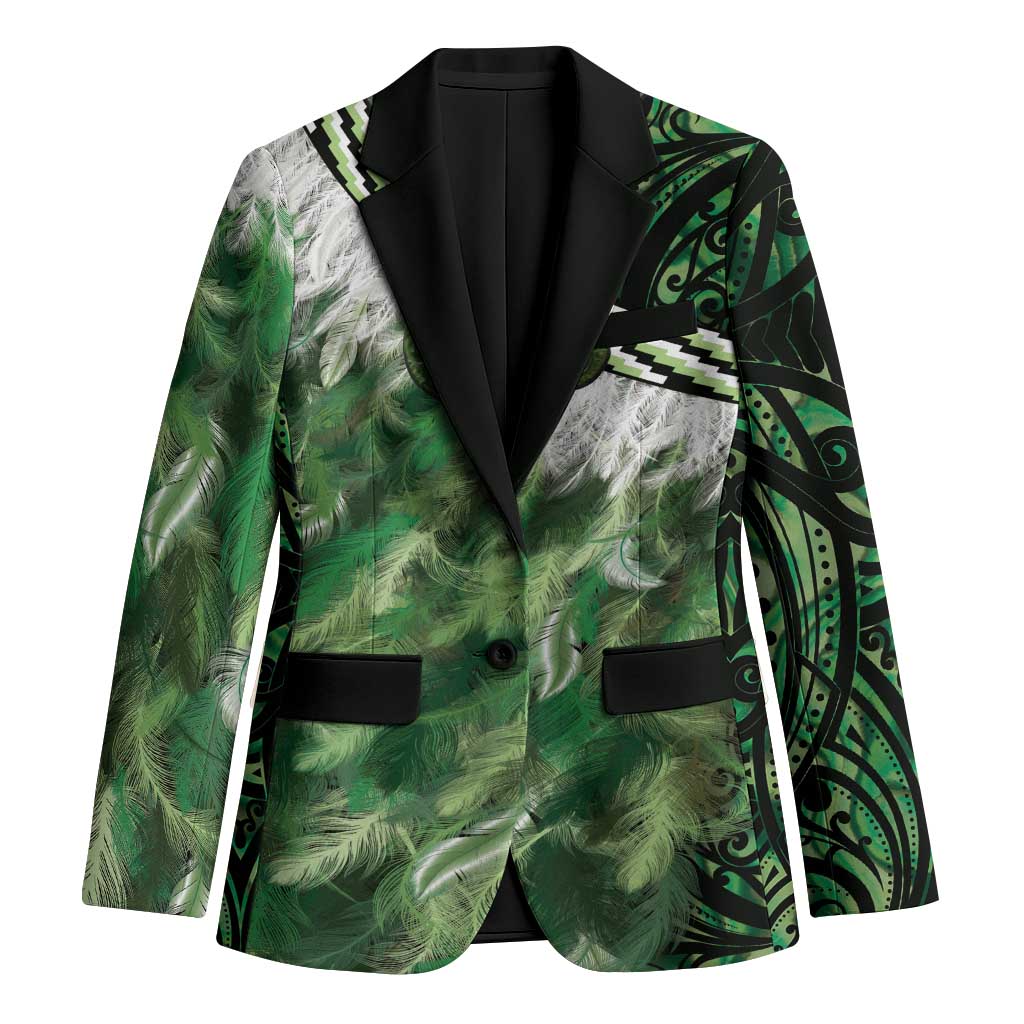 Green Traditional Cloak Aotearoa Blazer Maori Paua Shell Korowai Pattern LT14 Unisex Green - Polynesian Pride