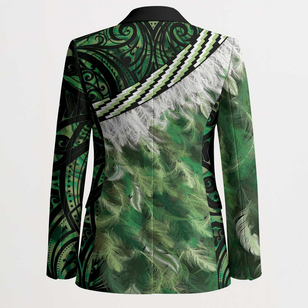 Green Traditional Cloak Aotearoa Blazer Maori Paua Shell Korowai Pattern LT14 - Polynesian Pride