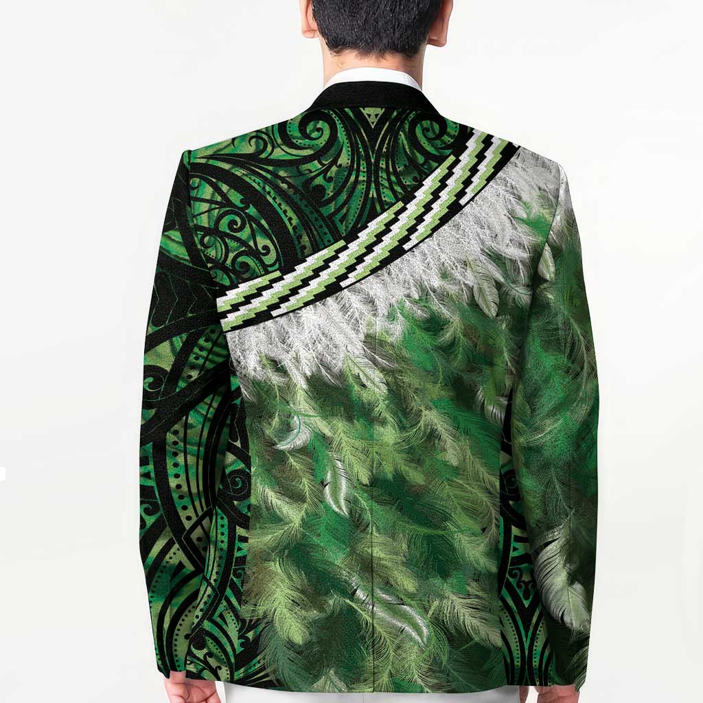 Green Traditional Cloak Aotearoa Blazer Maori Paua Shell Korowai Pattern LT14 - Polynesian Pride