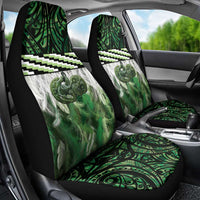 Green Traditional Cloak Aotearoa Car Seat Cover Maori Paua Shell Korowai Pattern