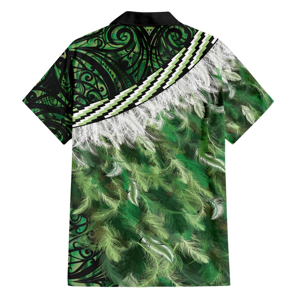 Green Traditional Cloak Aotearoa Family Matching Off Shoulder Short Dress and Hawaiian Shirt Maori Paua Shell Korowai Pattern