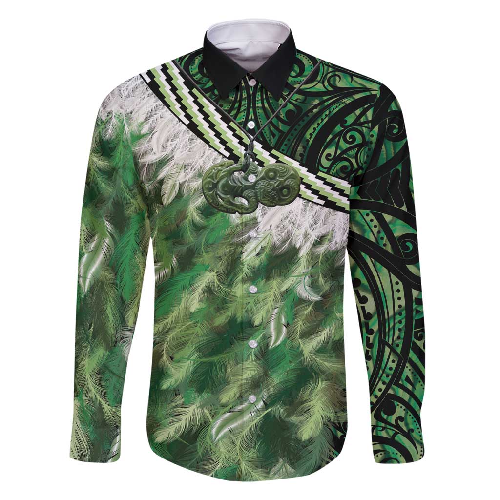 Green Traditional Cloak Aotearoa Family Matching Tank Maxi Dress and Hawaiian Shirt Maori Paua Shell Korowai Pattern