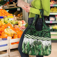 Green Traditional Cloak Aotearoa Grocery Bag Maori Paua Shell Korowai Pattern LT14 - Polynesian Pride