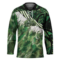 Green Traditional Cloak Aotearoa Hockey Jersey Maori Paua Shell Korowai Pattern LT14 Unisex Green - Polynesian Pride