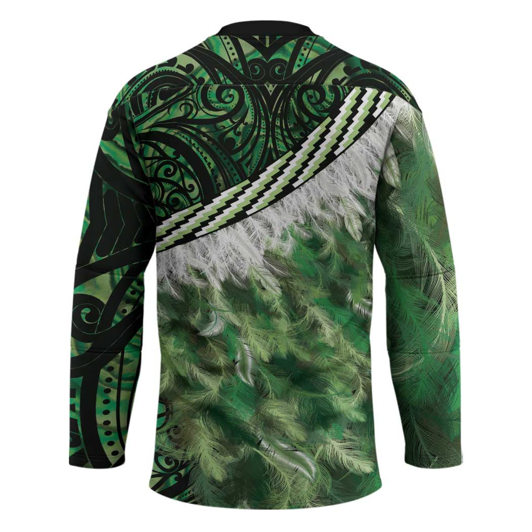 Green Traditional Cloak Aotearoa Hockey Jersey Maori Paua Shell Korowai Pattern LT14 - Polynesian Pride