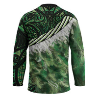 Green Traditional Cloak Aotearoa Hockey Jersey Maori Paua Shell Korowai Pattern LT14 - Polynesian Pride