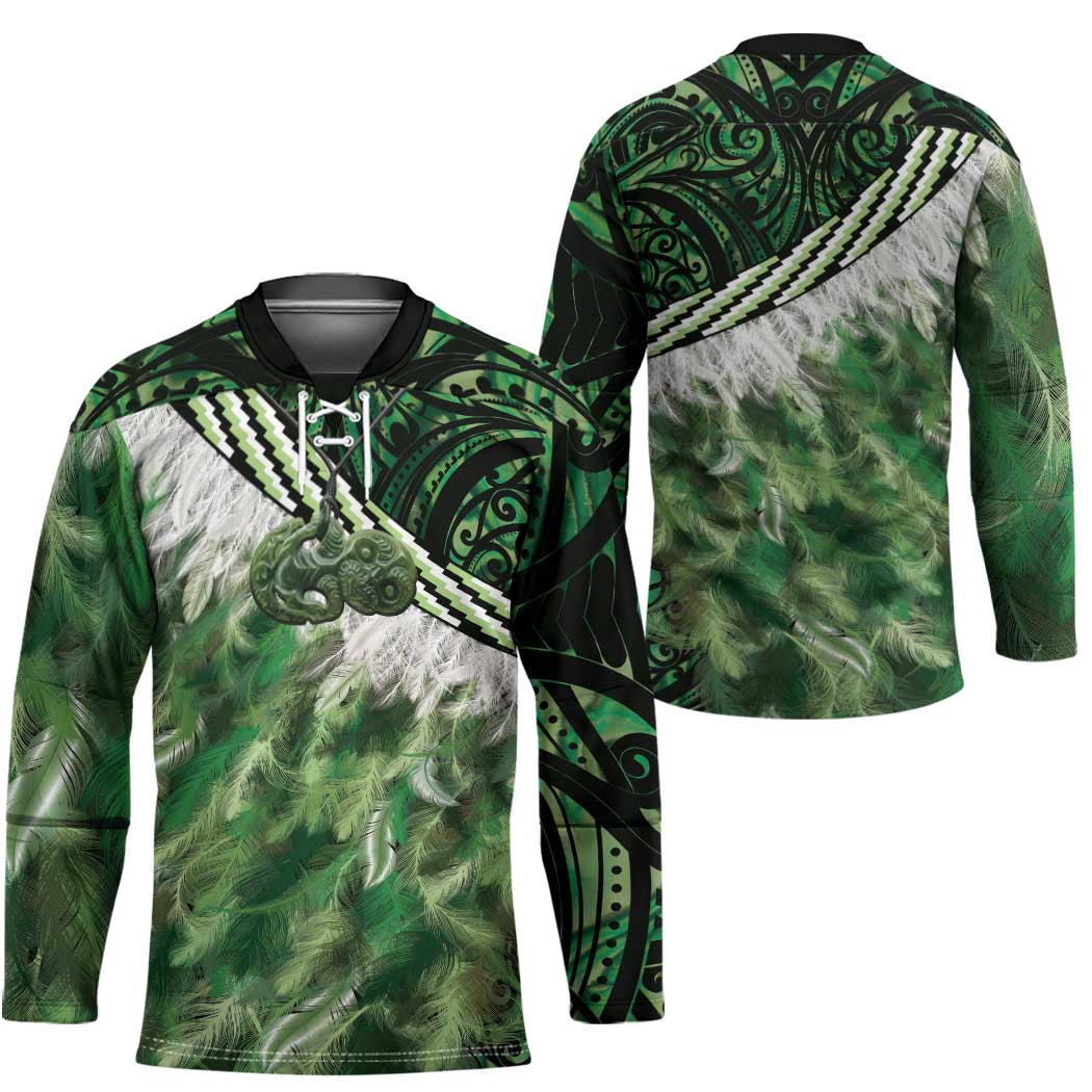 Green Traditional Cloak Aotearoa Hockey Jersey Maori Paua Shell Korowai Pattern LT14 - Polynesian Pride
