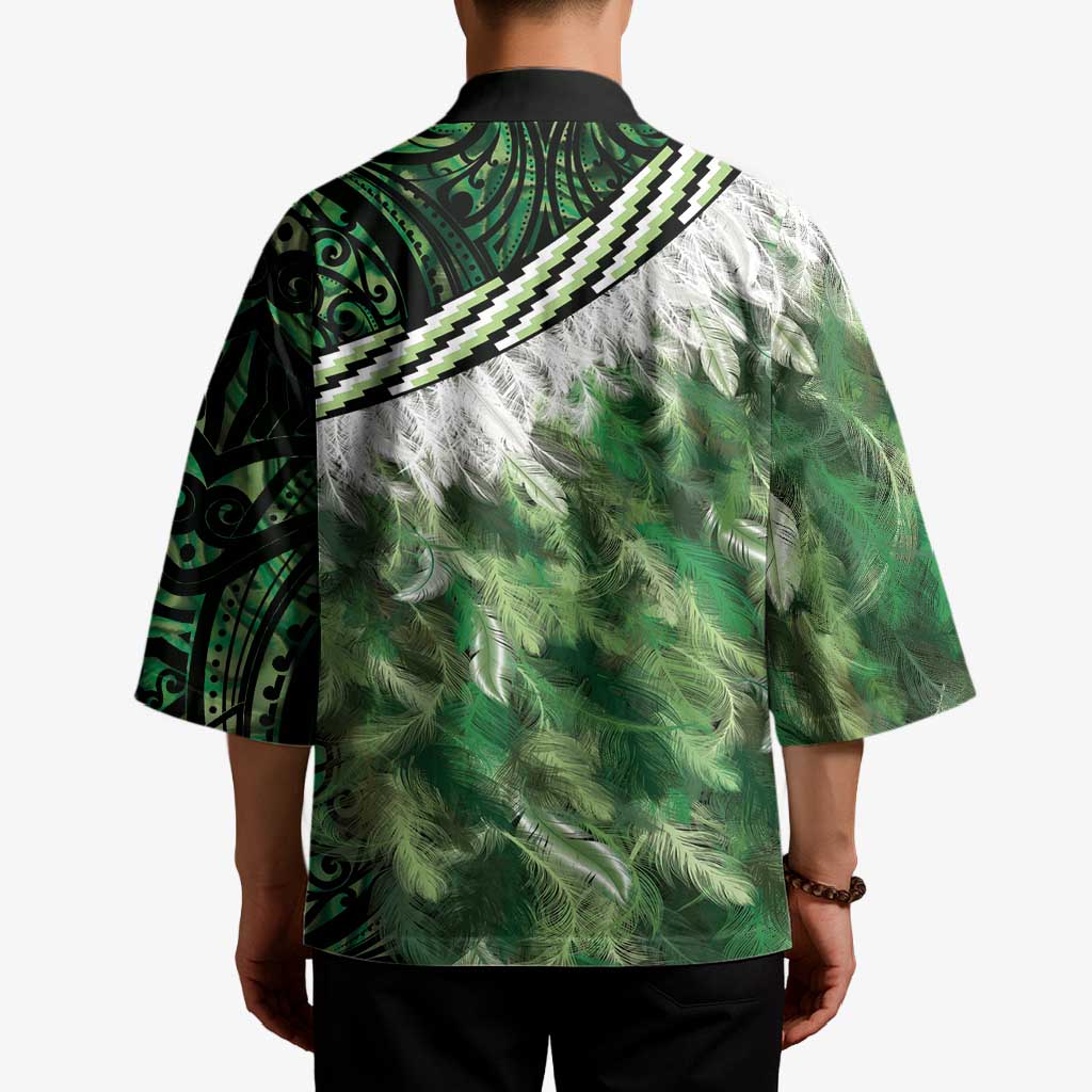 Green Traditional Cloak Aotearoa Kimono Maori Paua Shell Korowai Pattern - Polynesian Pride