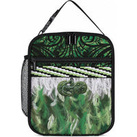 Green Traditional Cloak Aotearoa Lunch Bag Maori Paua Shell Korowai Pattern LT14 10.2 × 8.3 × 4.3 inch Green - Polynesian Pride