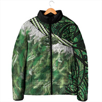 Green Traditional Cloak Aotearoa Padded Jacket Maori Paua Shell Korowai Pattern - Polynesian Pride