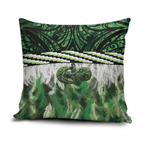 Green Traditional Cloak Aotearoa Pillow Cover Maori Paua Shell Korowai Pattern LT14 Green - Polynesian Pride