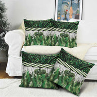 Green Traditional Cloak Aotearoa Pillow Cover Maori Paua Shell Korowai Pattern LT14 - Polynesian Pride