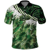 Green Traditional Cloak Aotearoa Polo Shirt Maori Paua Shell Korowai Pattern