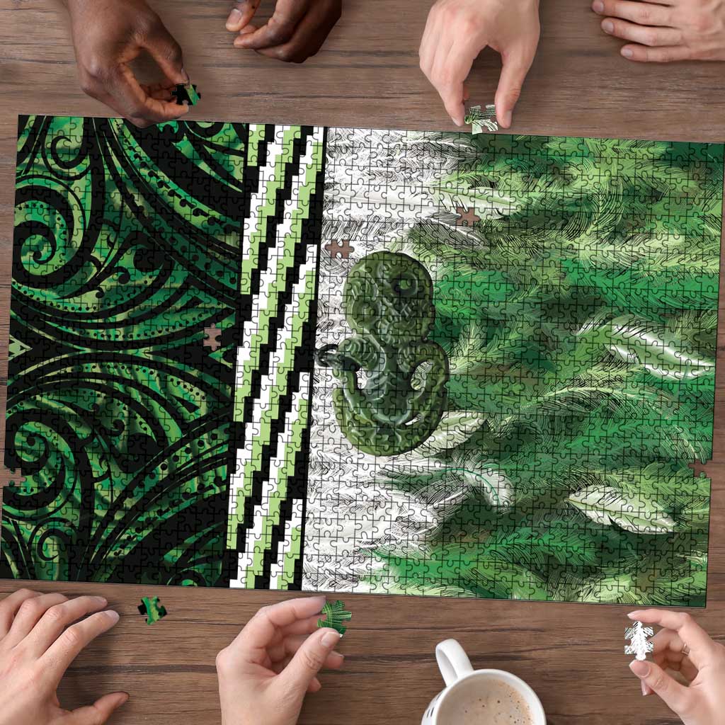 Green Traditional Cloak Aotearoa Puzzle Maori Paua Shell Korowai Pattern - Polynesian Pride