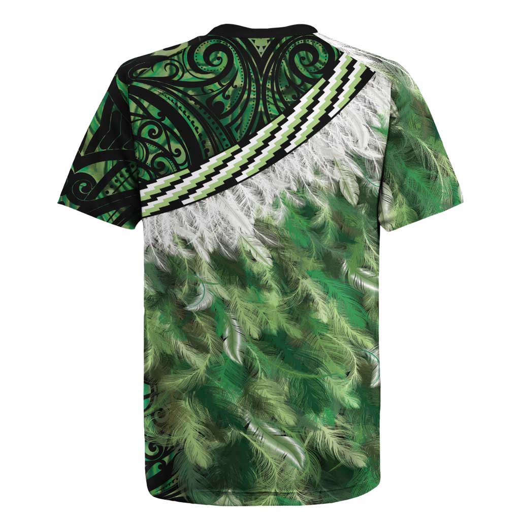 Green Traditional Cloak Aotearoa Rugby Jersey Maori Paua Shell Korowai Pattern LT14 - Polynesian Pride