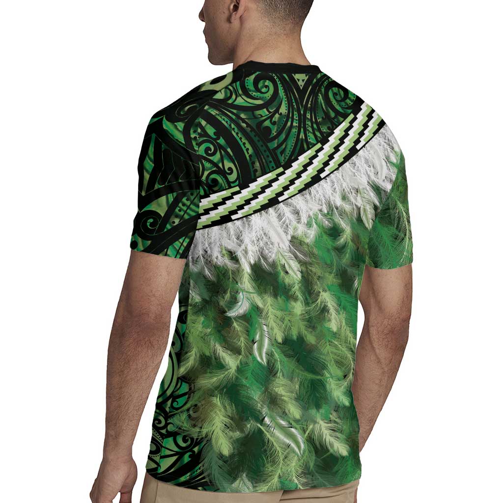 Green Traditional Cloak Aotearoa Rugby Jersey Maori Paua Shell Korowai Pattern LT14 - Polynesian Pride
