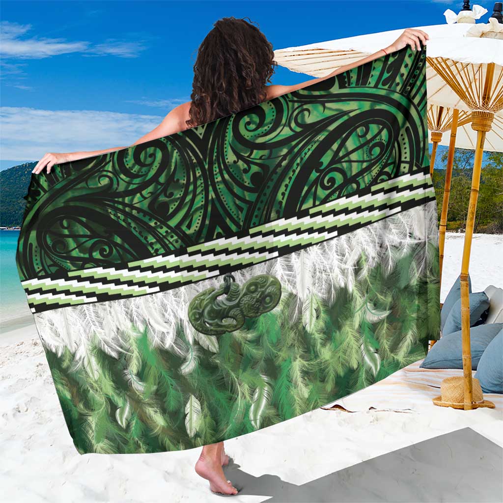 Green Traditional Cloak Aotearoa Sarong Maori Paua Shell Korowai Pattern LT14 One Size 44 x 66 inches Green - Polynesian Pride