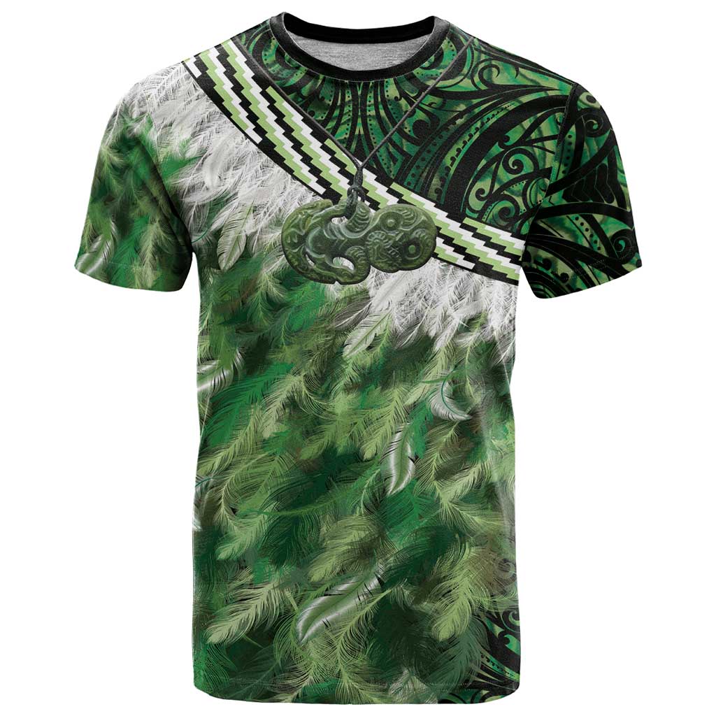 Green Traditional Cloak Aotearoa T Shirt Maori Paua Shell Korowai Pattern LT14 Green - Polynesian Pride