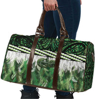 Green Traditional Cloak Aotearoa Travel Bag Maori Paua Shell Korowai Pattern - Polynesian Pride