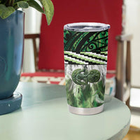 Green Traditional Cloak Aotearoa Tumbler Cup Maori Paua Shell Korowai Pattern LT14 - Polynesian Pride