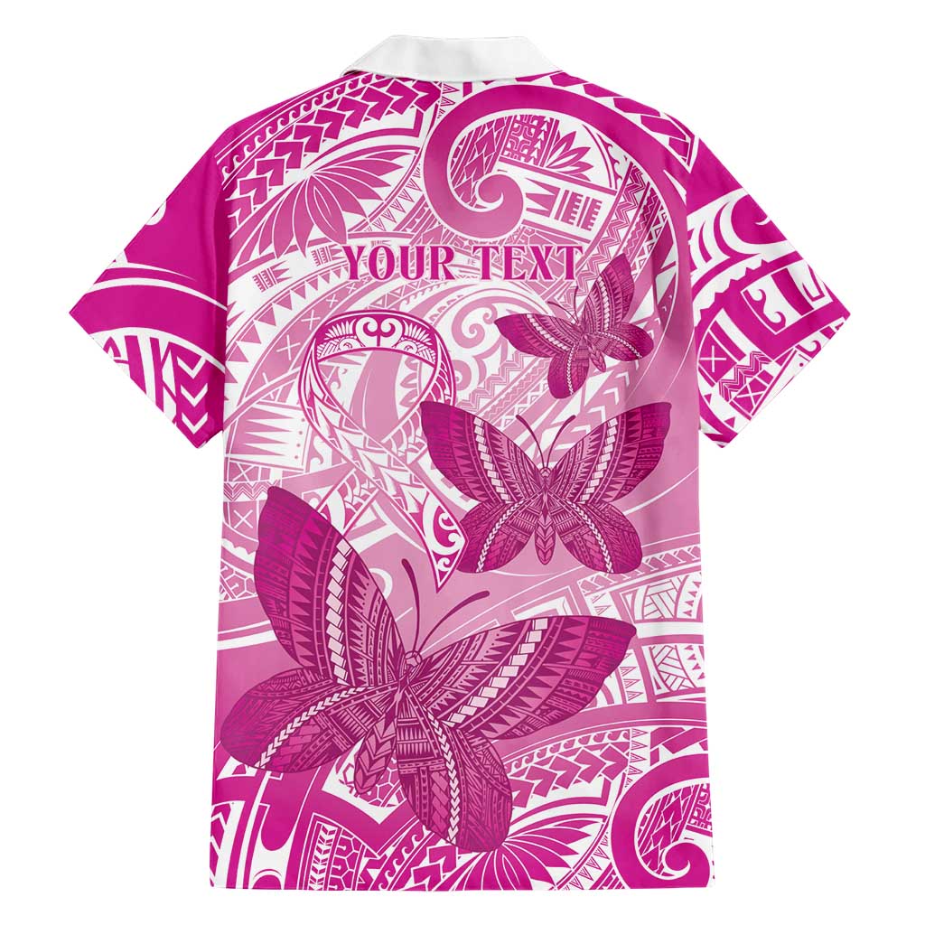 Personalised Polynesia Breast Cancer Awareness Family Matching Off Shoulder Short Dress and Hawaiian Shirt Think Pink Ribbon Polynesian Butterflies LT14 - Polynesian Pride