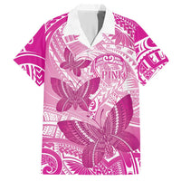 Personalised Polynesia Breast Cancer Awareness Hawaiian Shirt Think Pink Ribbon Polynesian Butterflies LT14 Pink - Polynesian Pride