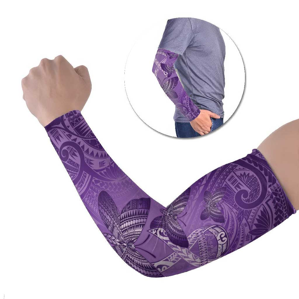 Personalised Polynesia Lupus Awareness Month Arm Sleeves Warrior Purple Ribbon Polynesian Butterflies LT14 Set of 2 Purple - Polynesian Pride